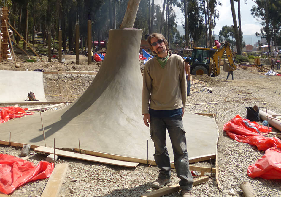 Pierre in Pura Pura construction skatepark in Bolivia