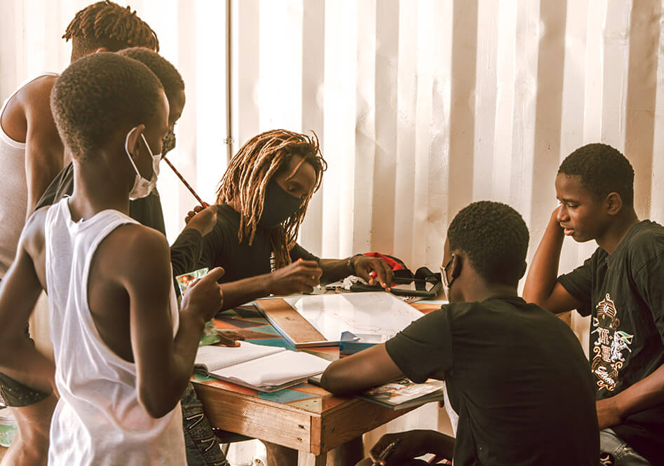 Energetic Nomads during a Homework Class at the Freedom Skatepark, Jamaica