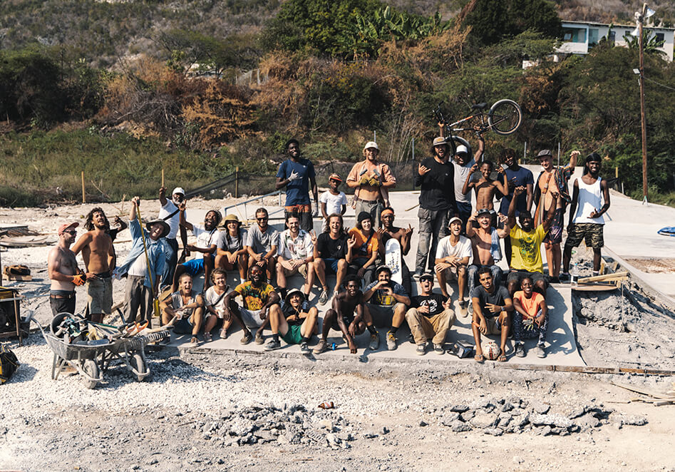 Group picture at Freedom Skatepark, Jamaica