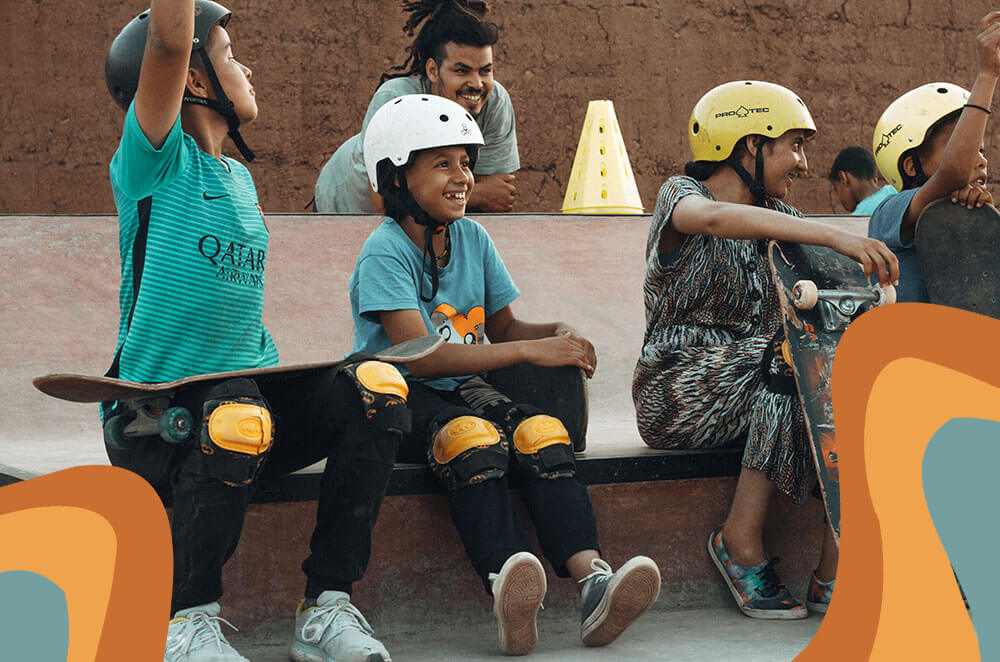 Tim van Asdonck teaching Edu-Skate at the Freedom Skatepark in Jamaica