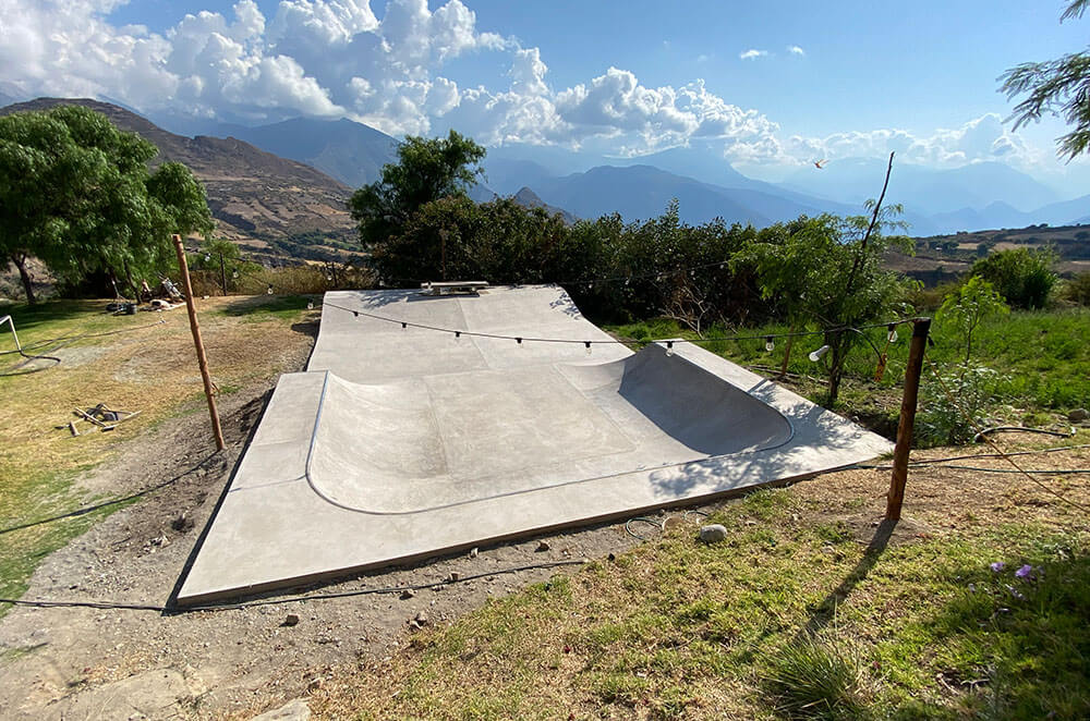 Jhikson Akamine from CJF Peru during the construction of Oye Lena Skatepark in Cusco