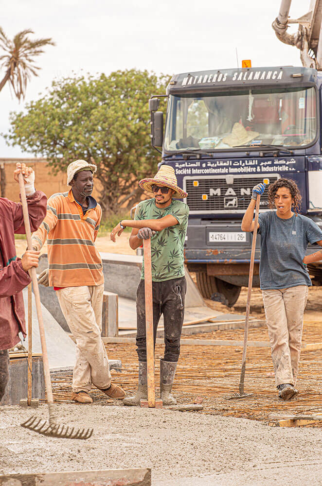 Kamal, apprentice during the construciton of the Fiers et Forts Skatepark in Morocco