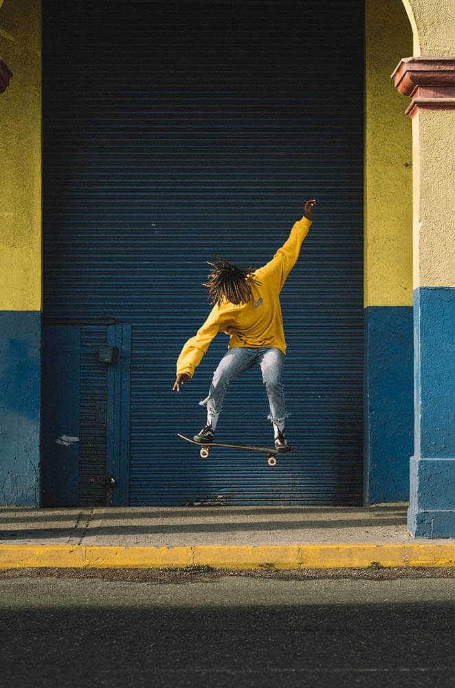 Kayla skating in Kingston, Jamaica