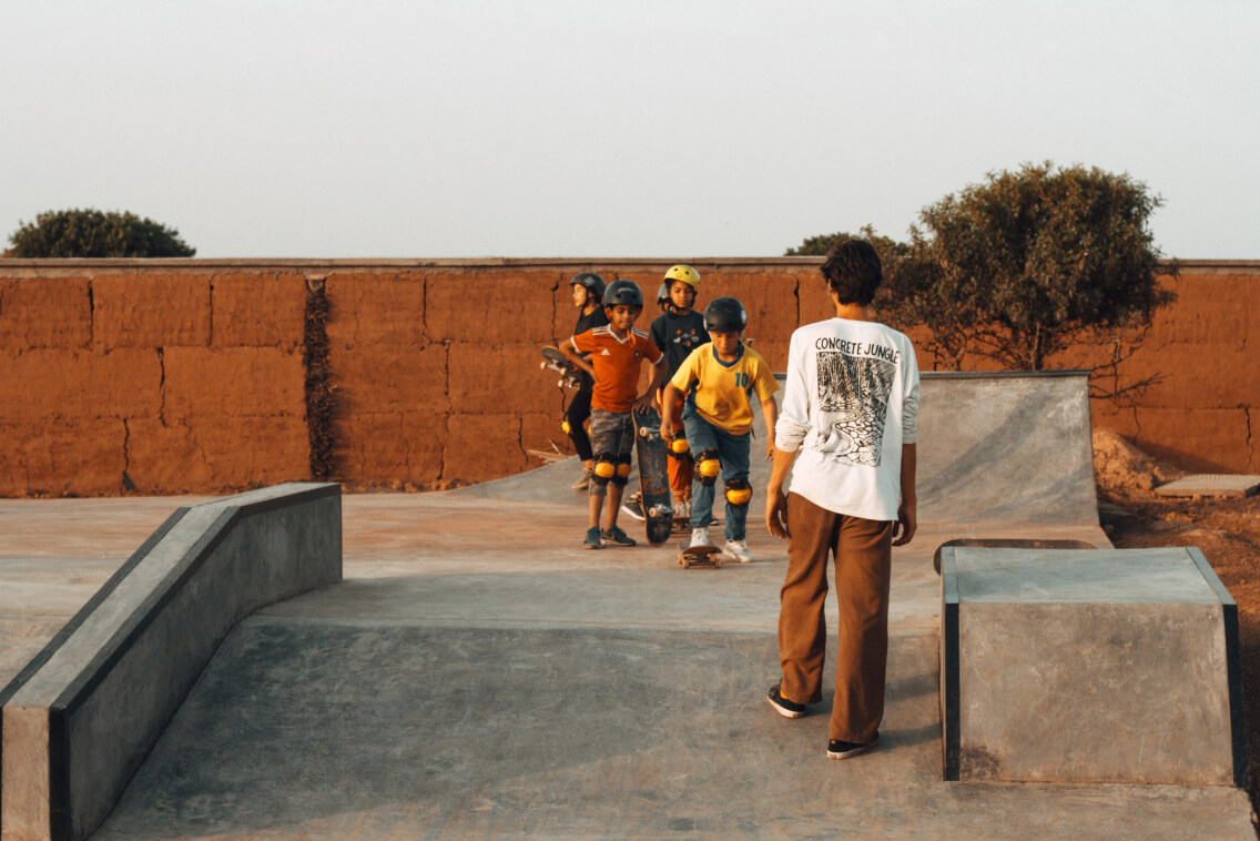 Edu-Skate programme at the Fiers et Forts Skatepark in Morocco.